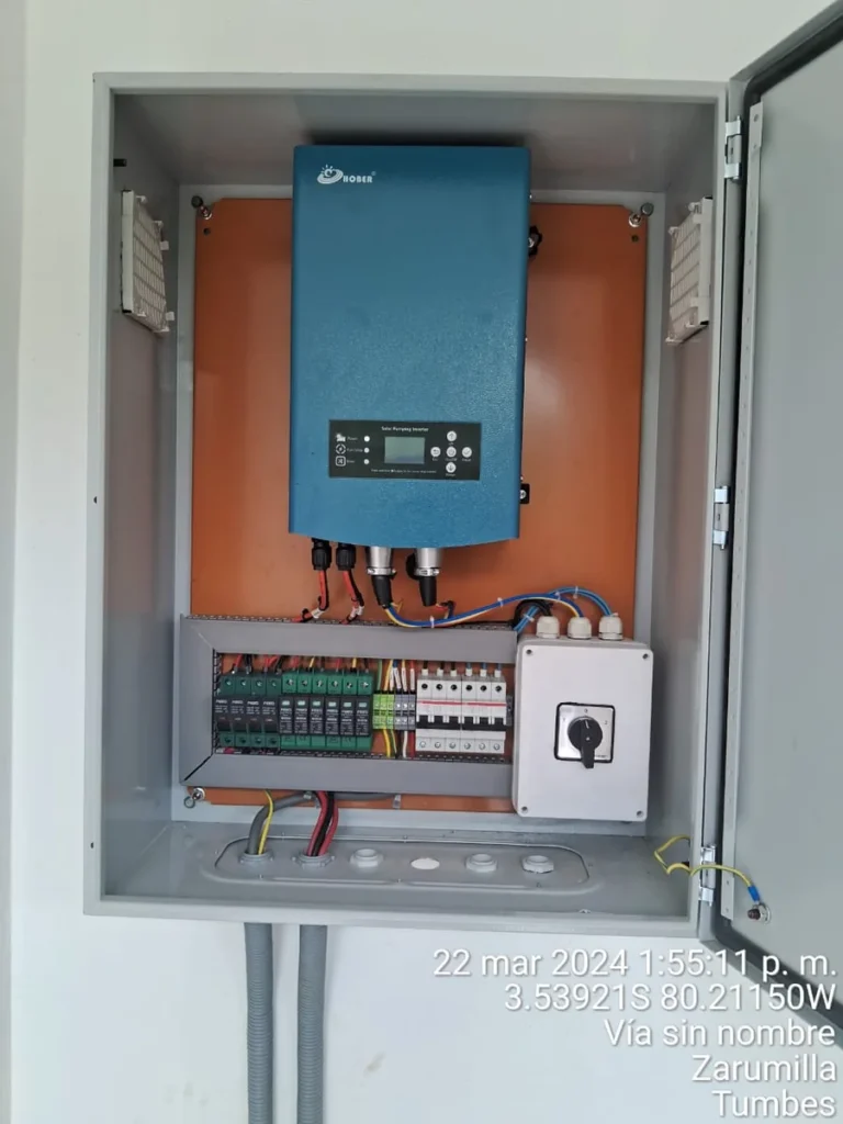 Solar pump inverter enclosure installed on site