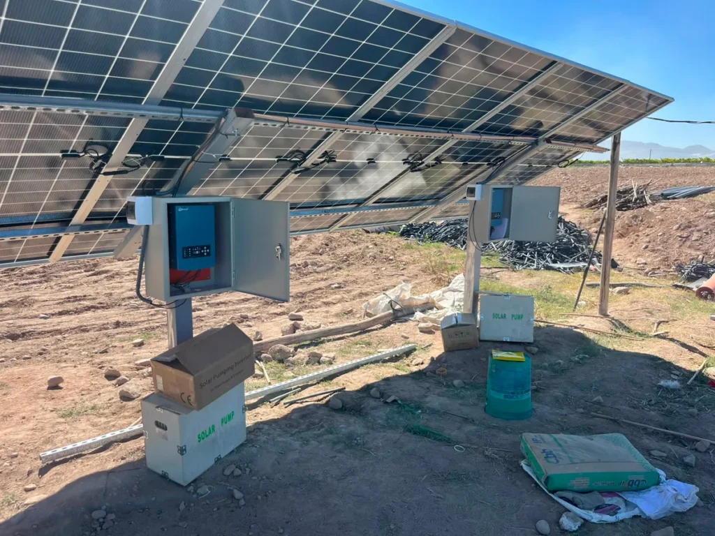 Controls sheltered under a solar array