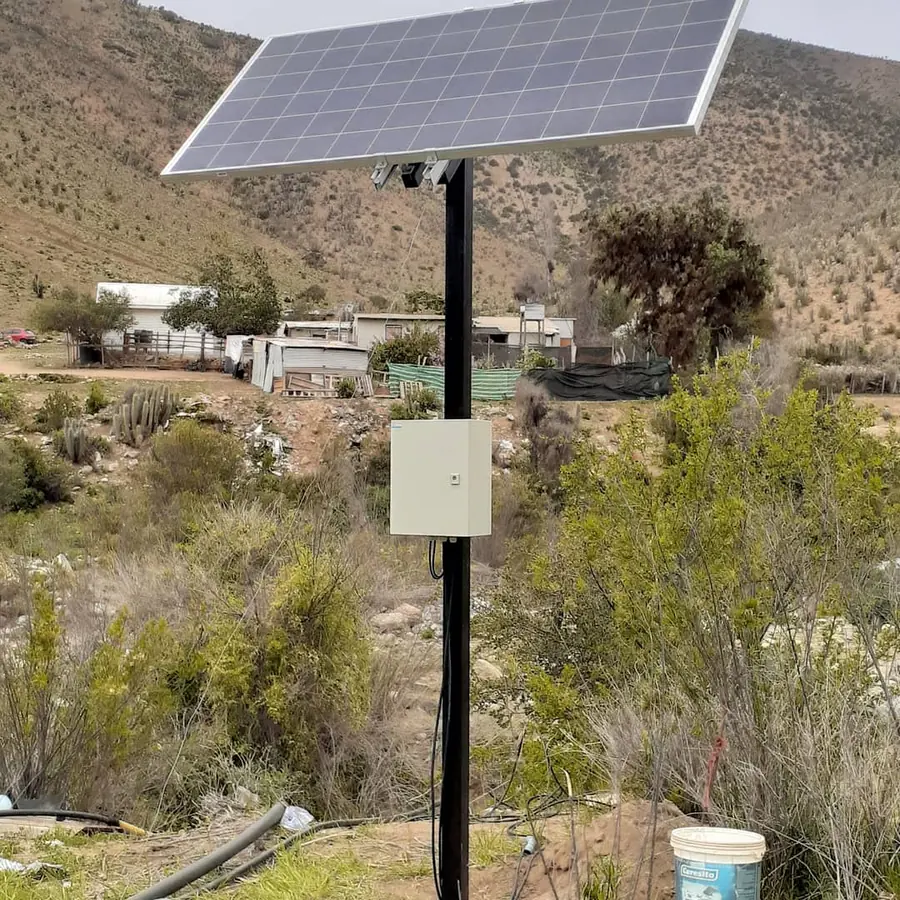Single solar panel at a pumping site