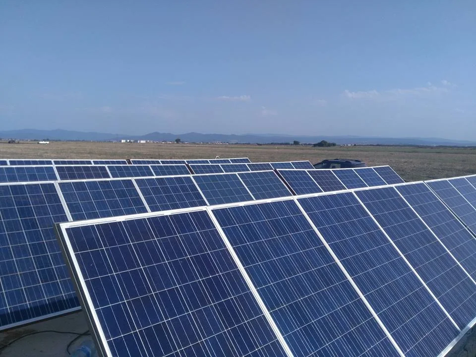 Solar array on open land