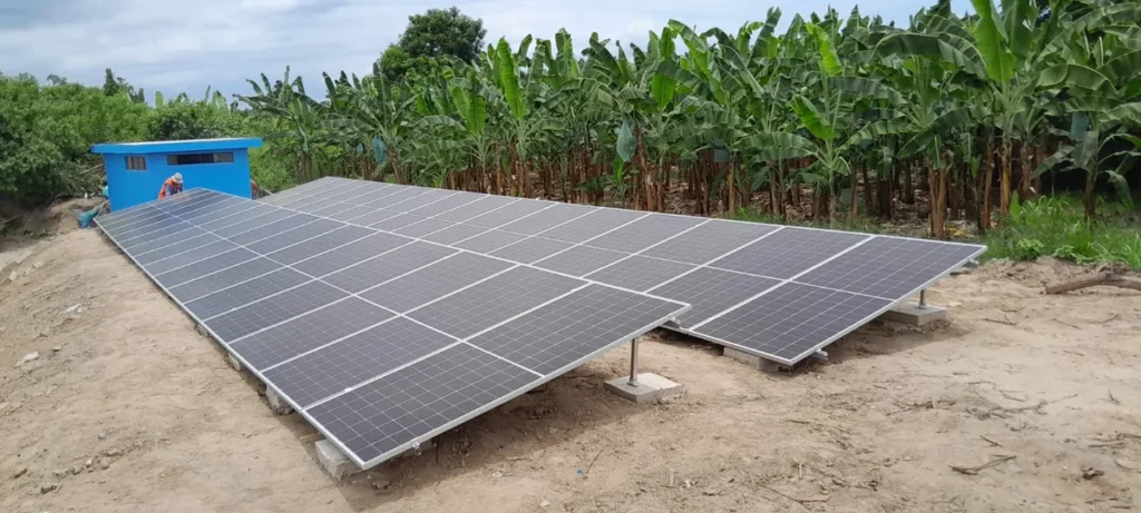 Solar array serving an irrigation site