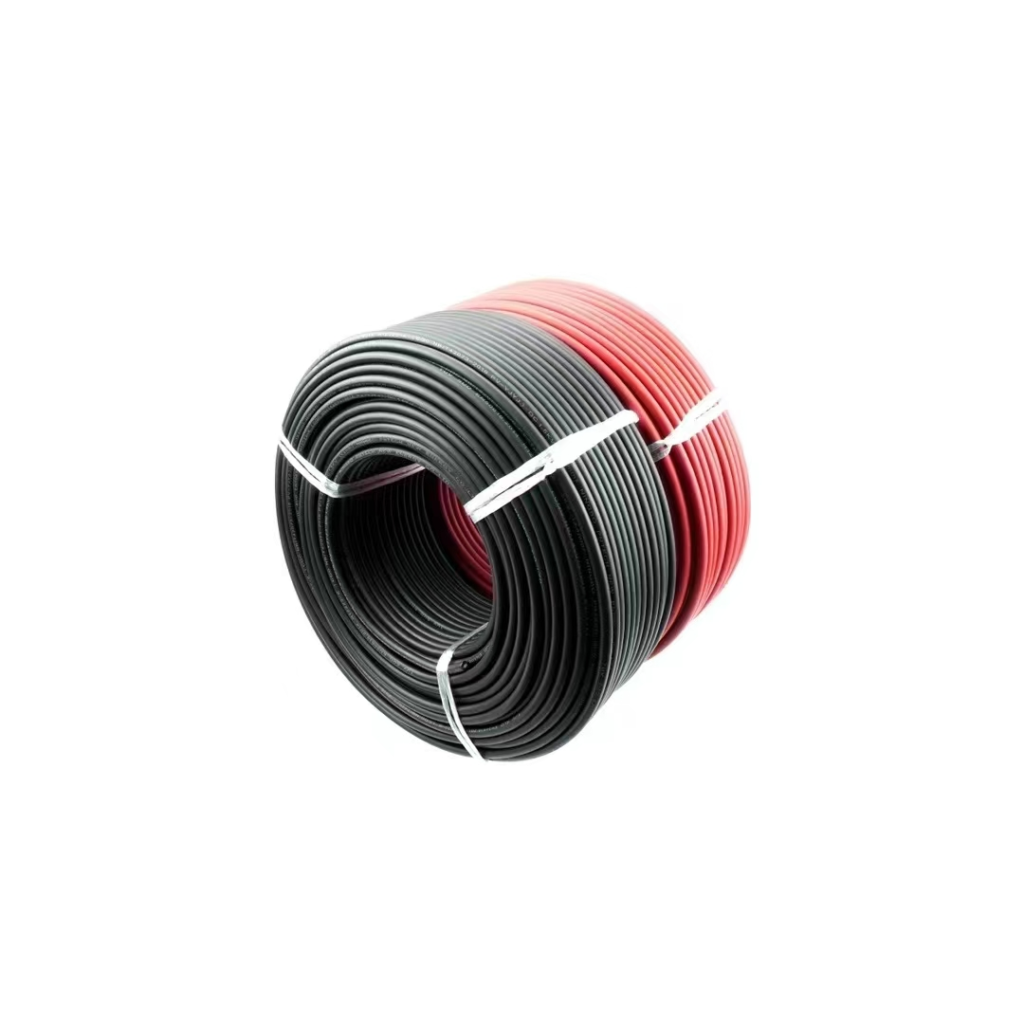 Solar PV DC cable coils in red and black